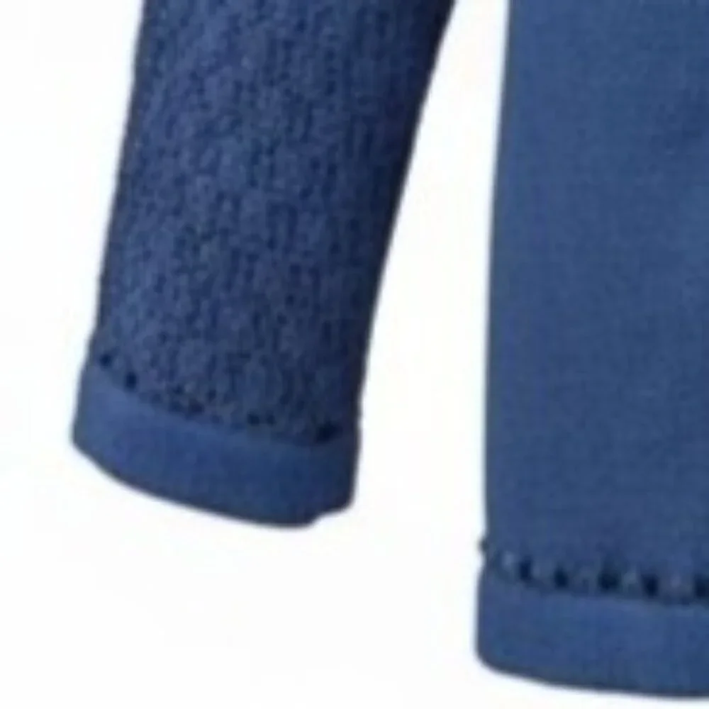 Vtg Cardigan Sweater Long Sleeves Open Crochet Cuffs USA Shoulder Pads Size XL - Picture 9 of 10